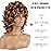 andromeda Short Curly Wigs for Black Women Soft Brown Blonde Big Curly Wig with Bangs Afro Kinky Curls Heat Resistant Daily Synthetic Wig for African American Women (T27)
