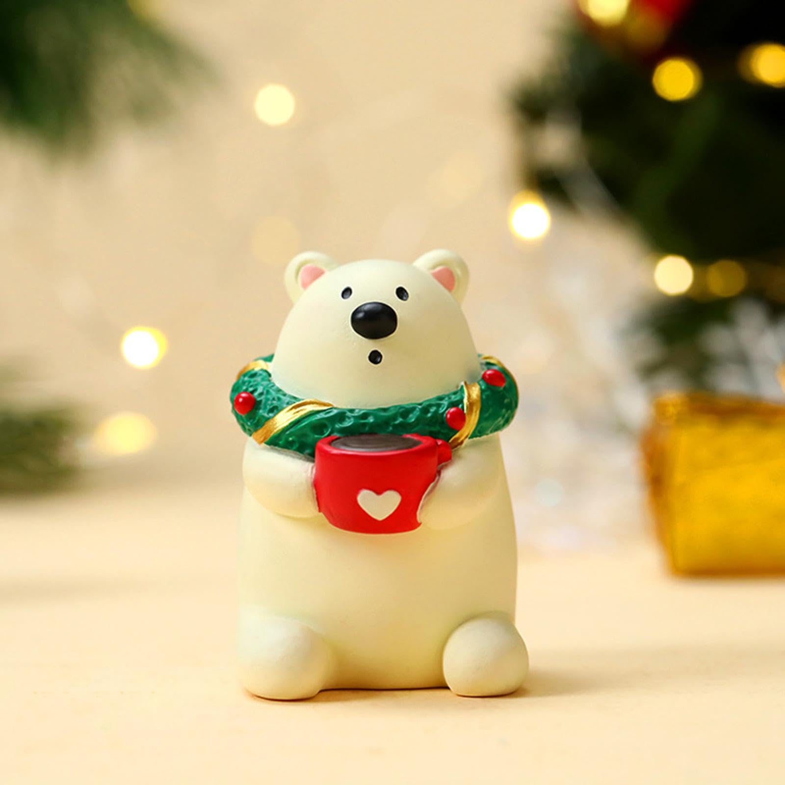 2 Piezas Estatua de Mesa de Navidad Miniatura de Resina Escultura Navideña Adorno de Escritorio Figura Decorativa con Personajes Clásicos Y Confección, 4 Piezas