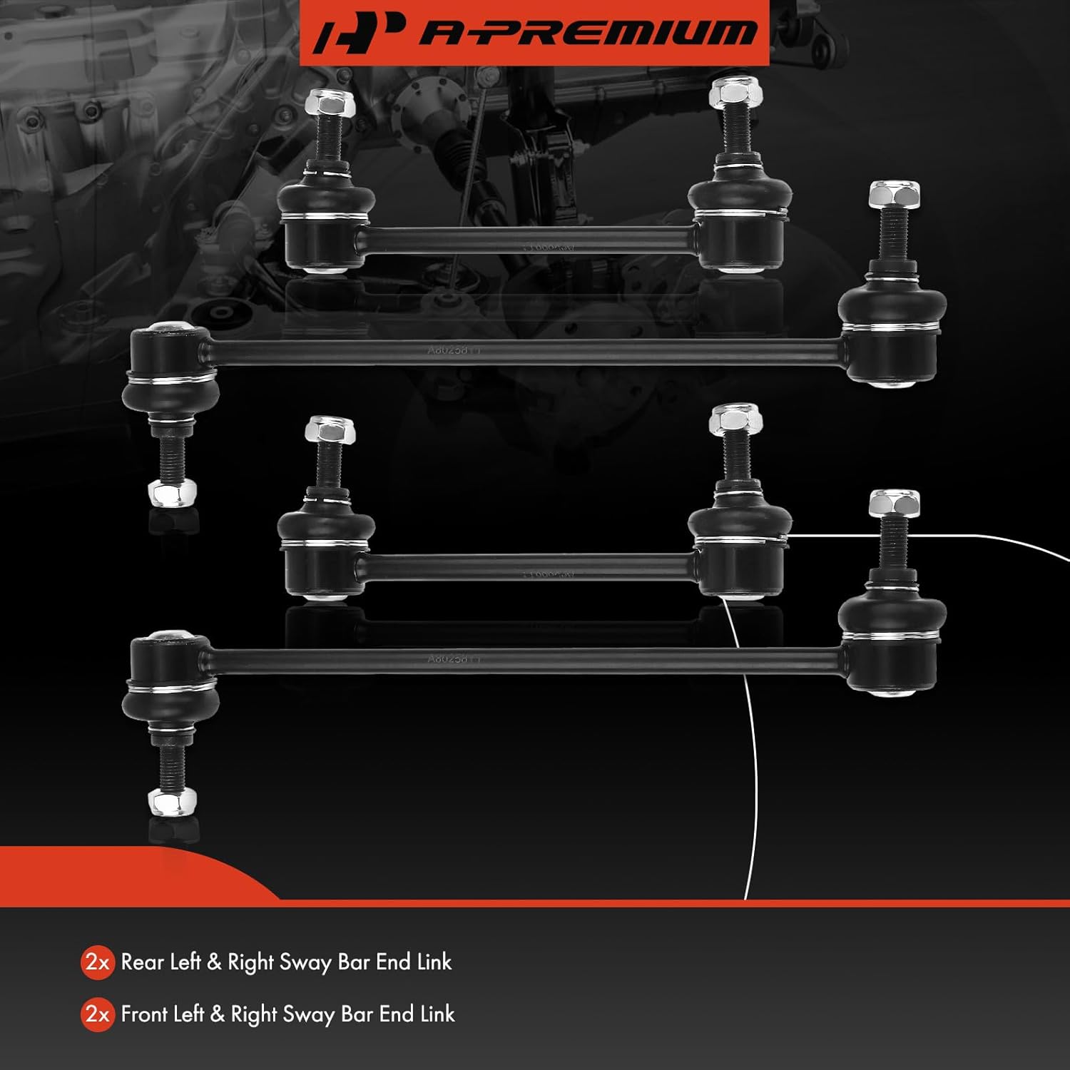 A-Premium Set of 4, Front & Rear Sway Bar Links Kit Stabilizer Bar Links Compatible with Mazda Protege 2001-2003, Protege 5 2002-2003