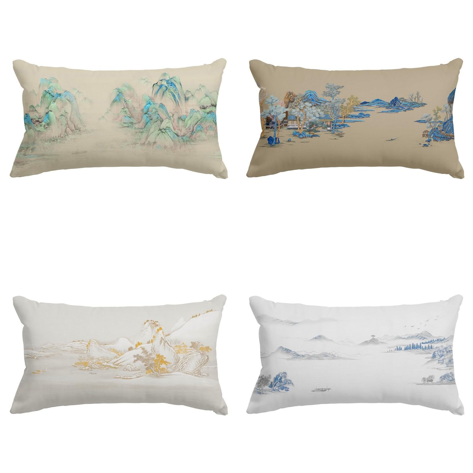 Housse coussin rectangulaire 50x75cm lot de 4 taie soie chinoise