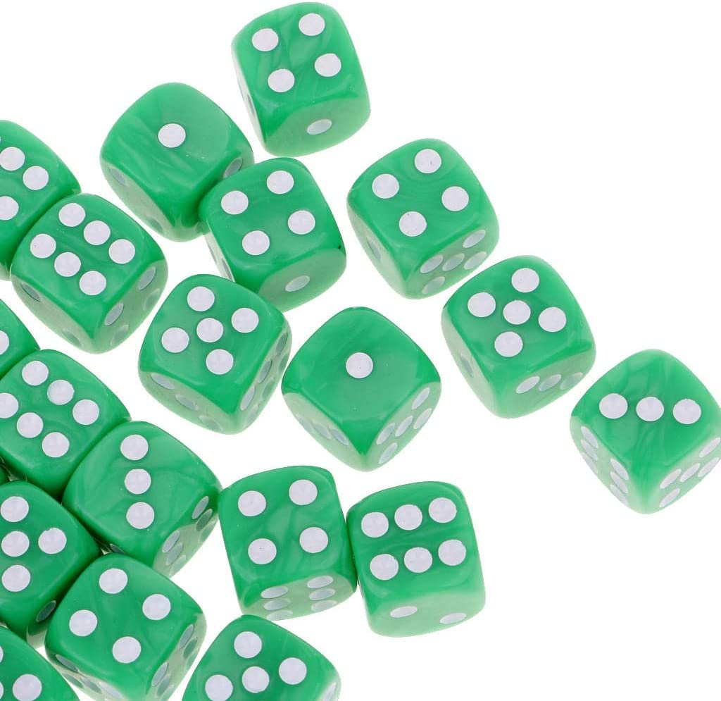 Zestaw kości do gry, zestaw 50 szt. przezroczystych K6 sześciostronny, niebieski (Color : Groen)
