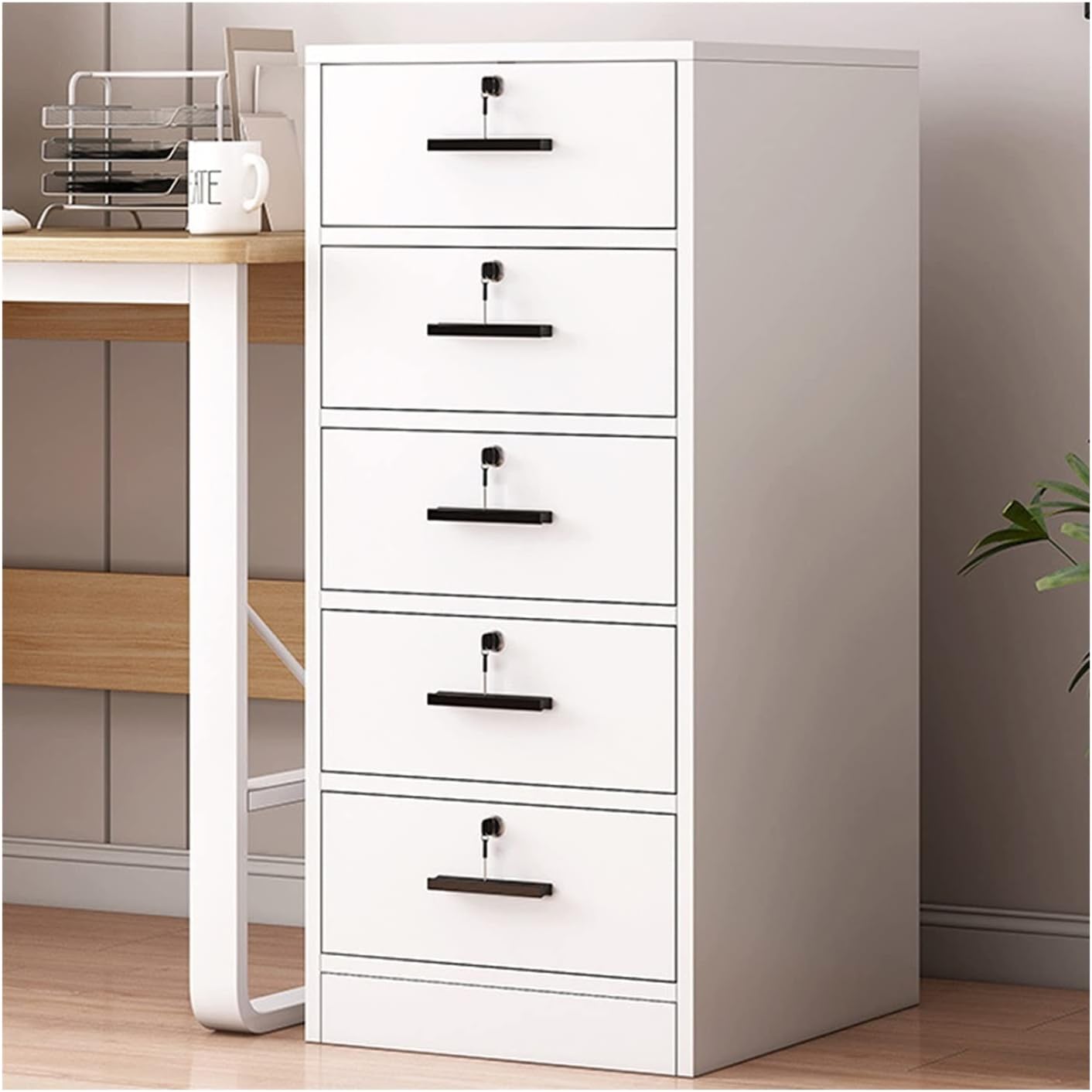 File Cabinet Office 5 Drawer File Cabinet Floor Storage Cabinet with Lock Low Cabinet Drawer Office Cabinet Data Cabinet Filing Cabinet (Color : Brass) (Brass)