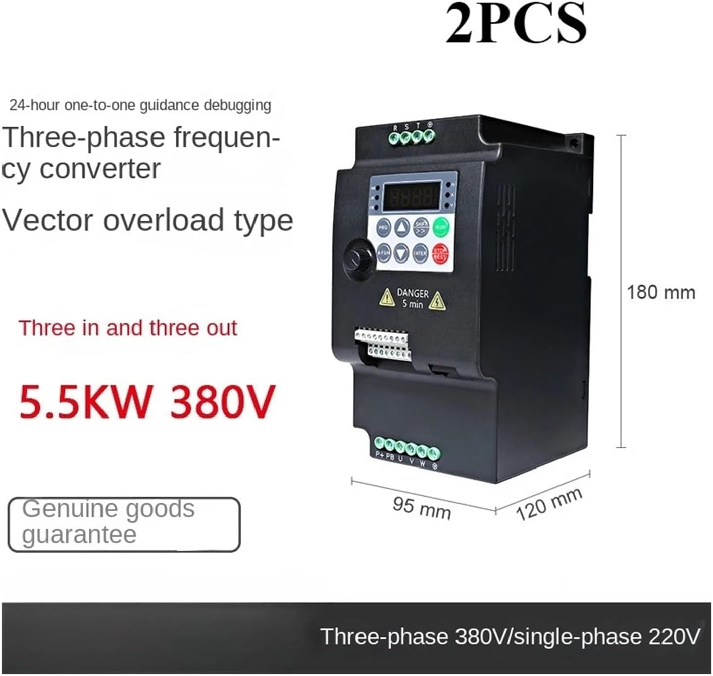 Three Phase 5.5kw Frequency Converter(2pcs-5.5kw 380v)