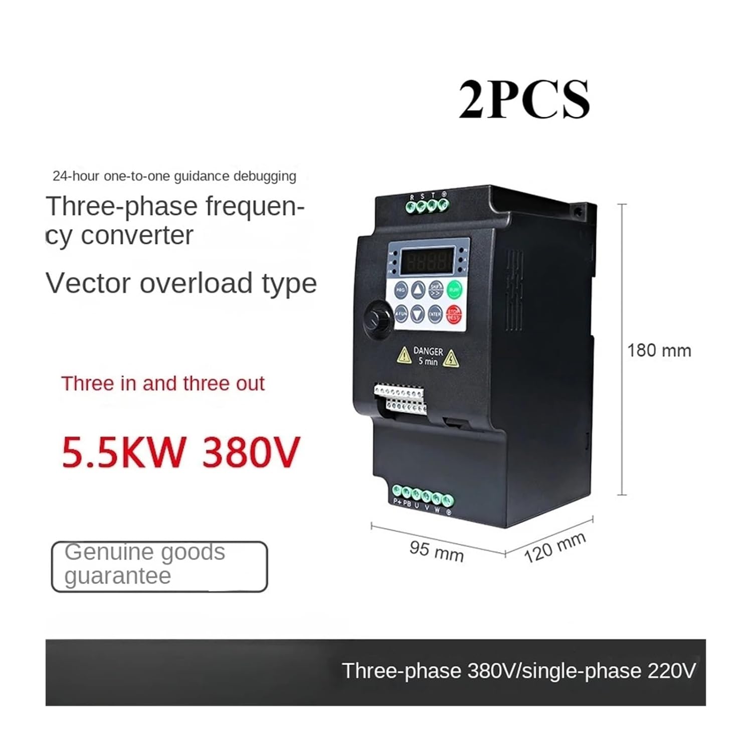 Three Phase 5.5kw Frequency Converter(2pcs-5.5kw 380v)