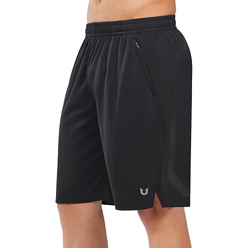NORTHYARD Men's 10" Athletic Basketball Shorts with Zipper Pockets Quick Dry Lightweight Running Workout Mesh Gym Shorts
