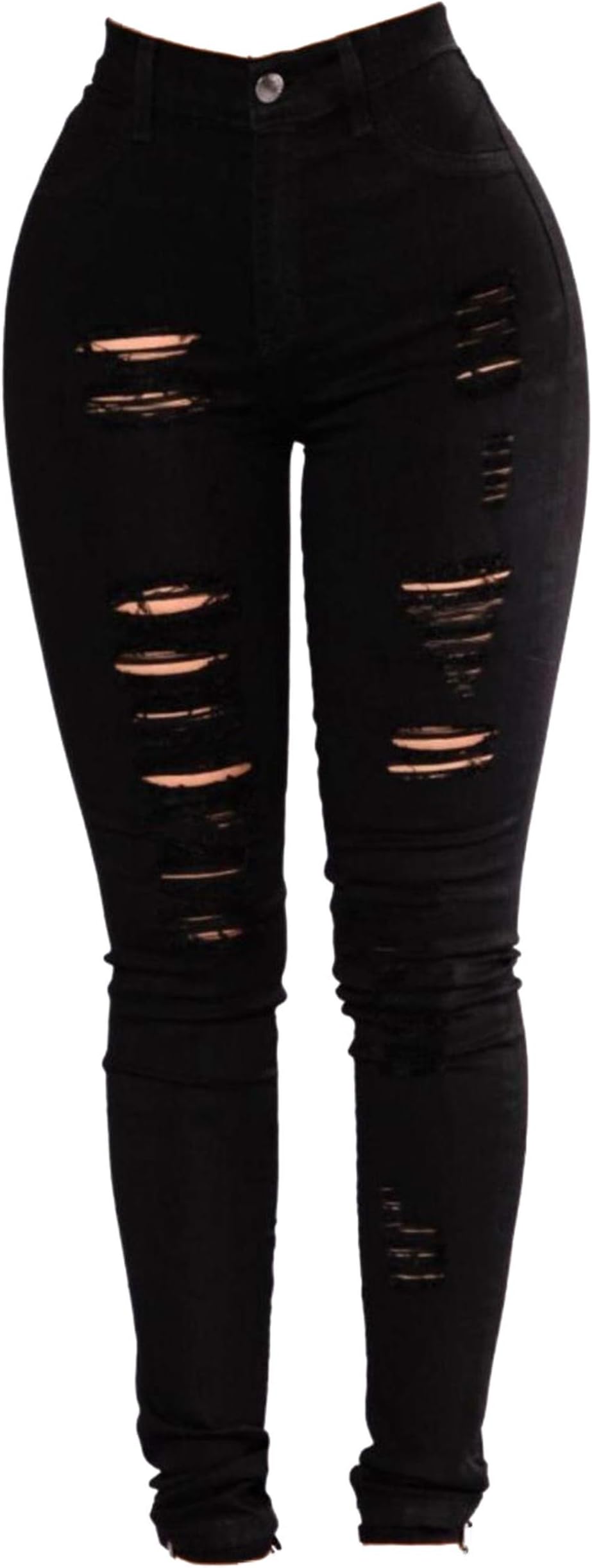 Soluo Women's Casual High Waist Ripped Skinny Jeans Stretchy Denim Distressed Long Pencil Pants Jeggings (Black,XX-Large)