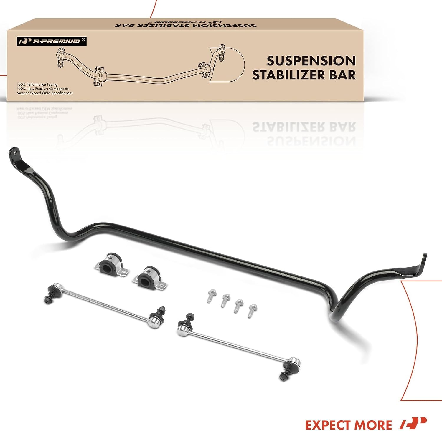 A-Premium [24mm] Front Suspension Stabilizer Bar Kit with Sway Bar Links Bushing & Bracket Compatible with Jeep Compass 2007-2017, Patriot 2007-2017 & Dodge Caliber 2007-2012, Replace# 5105101AA