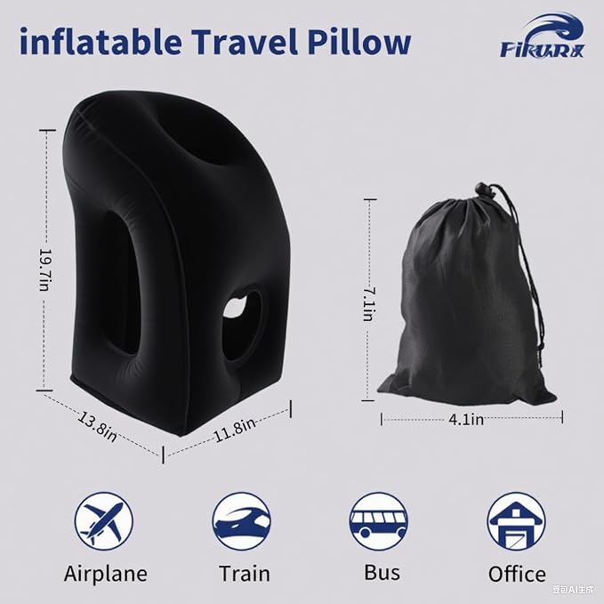 Almohada Inflable de Viaje para Cuello Negra miniatura 2