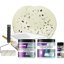 Beyond Paint Smoked Gray Flecks Countertop Makeover Kit with Paint, Sealer, Flecks, and Tools for Countertops, Off White