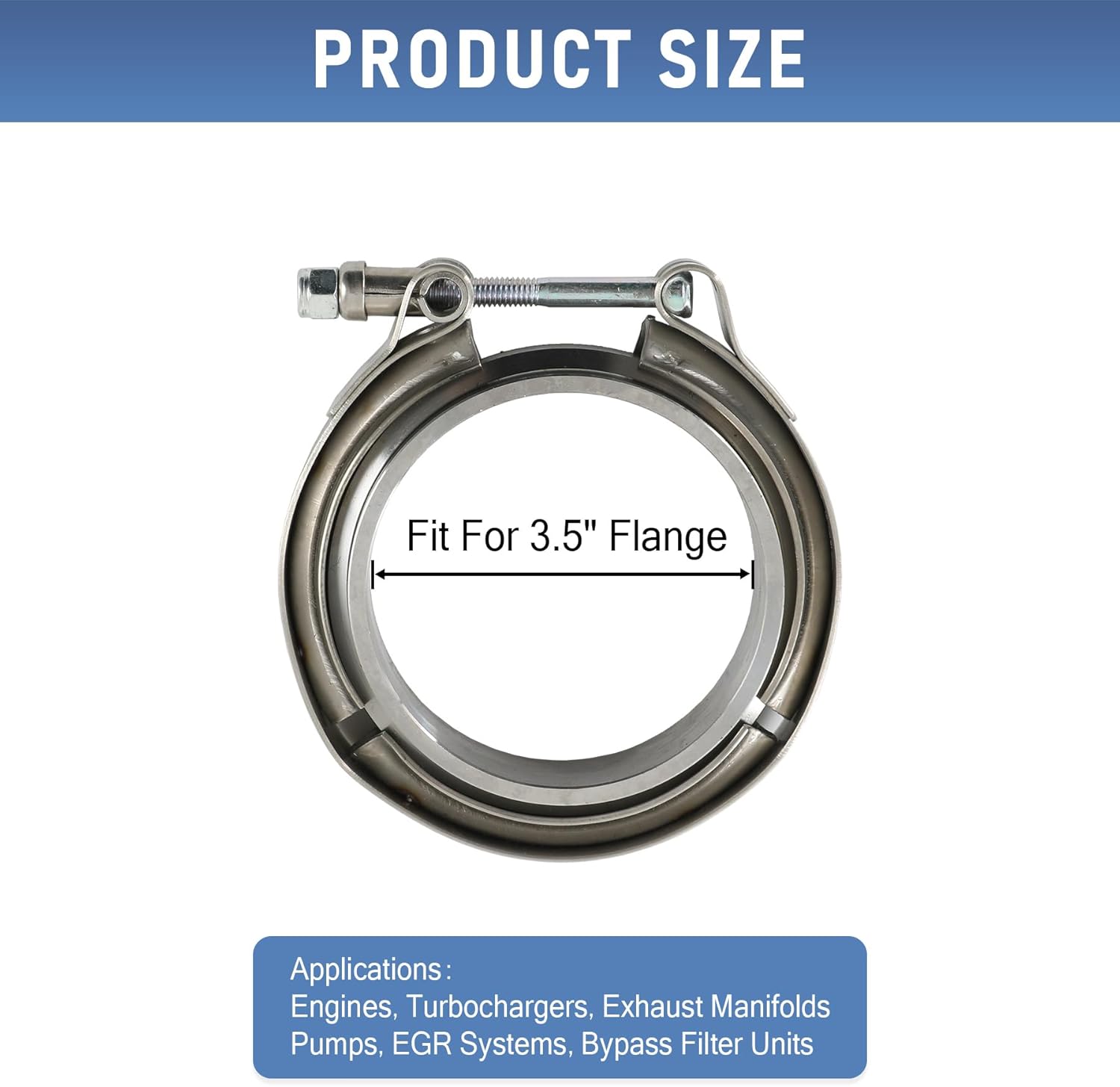 3.5" V Band Clamp with Flange Stainless Steel Male Female Replacement For Turbo Exhaust Downpipes 3.5 Inch V-Band Clamp
