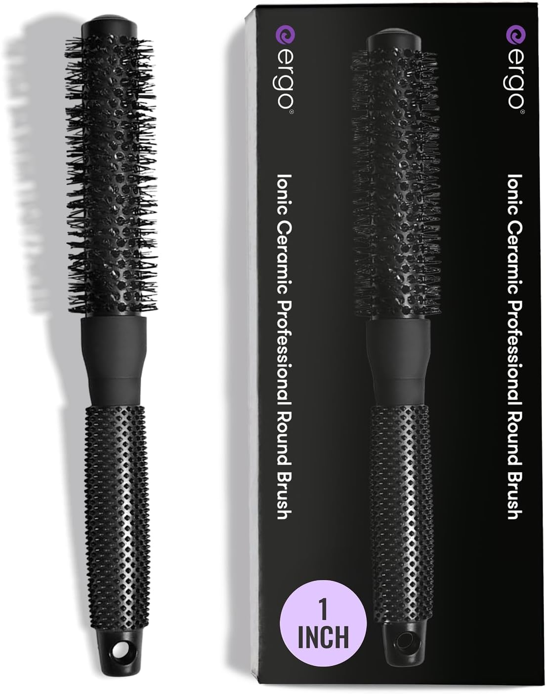ERGO Ceramic Ionic Round Brush for Blow Out - Salon Quality Hair Brushes for Women - Roller Brush for Blow Drying, Wet and Dry Hair Styling, Volumizing Hair Care - ER25: 1"