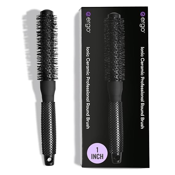 ERGO Ceramic Ionic Round Brush for Blow Out - Salon Quality Hair Brushes for Women - Roller Brush for Blow Drying, Wet and Dry Hair Styling, Volumizing Hair Care - ER25: 1