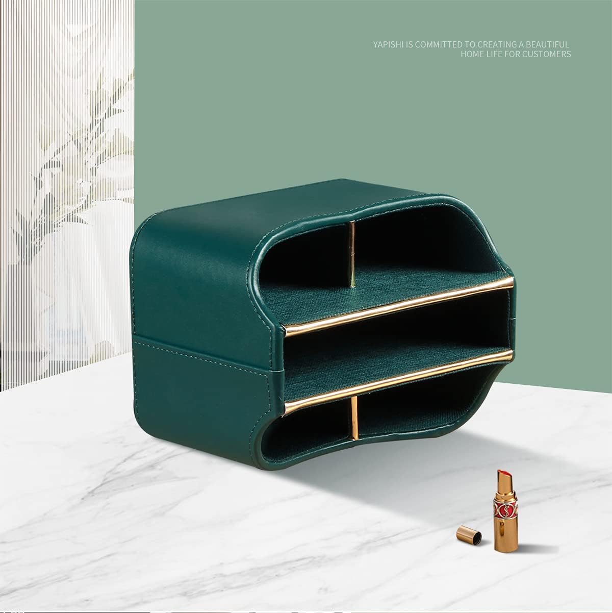 YAPISHI 1x Swivel Desk Organizer + 1x Remote Control Holder 3 Compartments