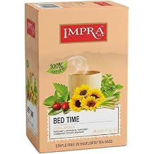 Impra Herbal Bed Time Infusion 20 Enveloped Tea Bags Natural Caffeine-Free Herbal Blend with Peppermint, Lemon Balm & Rosehip Soothing Nighttime Tea for Relaxation & Calm