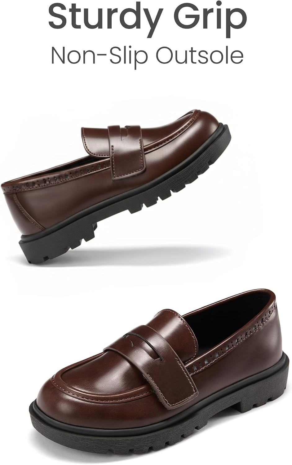 PATPAT Kids Loafers Boys Dress Shoes for Girls School Penny Loafers Chunky Platform Slip On Flats Uniform Church Moccasins