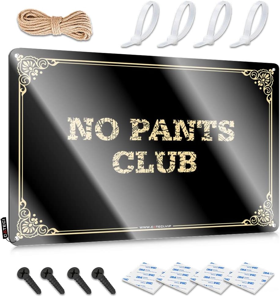 Tin Plate Sign with No Pants Club Fun Bathroom Wall Decor Highland Welcome