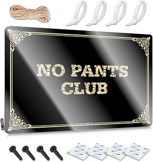 Tin Plate Sign with No Pants Club Fun Bathroom Wall Decor Highland Welcome | Metal Tin Sign Camping Essentials Gear Rv Accessories For Inside Camper Decor, Decor For Preppy Room Weird Club Decor