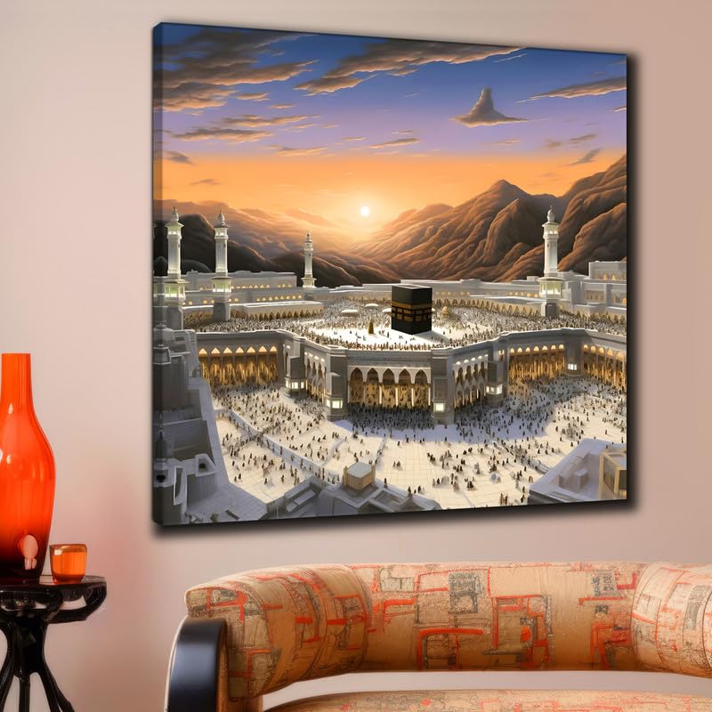 Islamic Makka Madina Canvas Wall Art - Framed Painting -1 Islamic Makka Madina Canvas Wall Art - Framed Painting -1