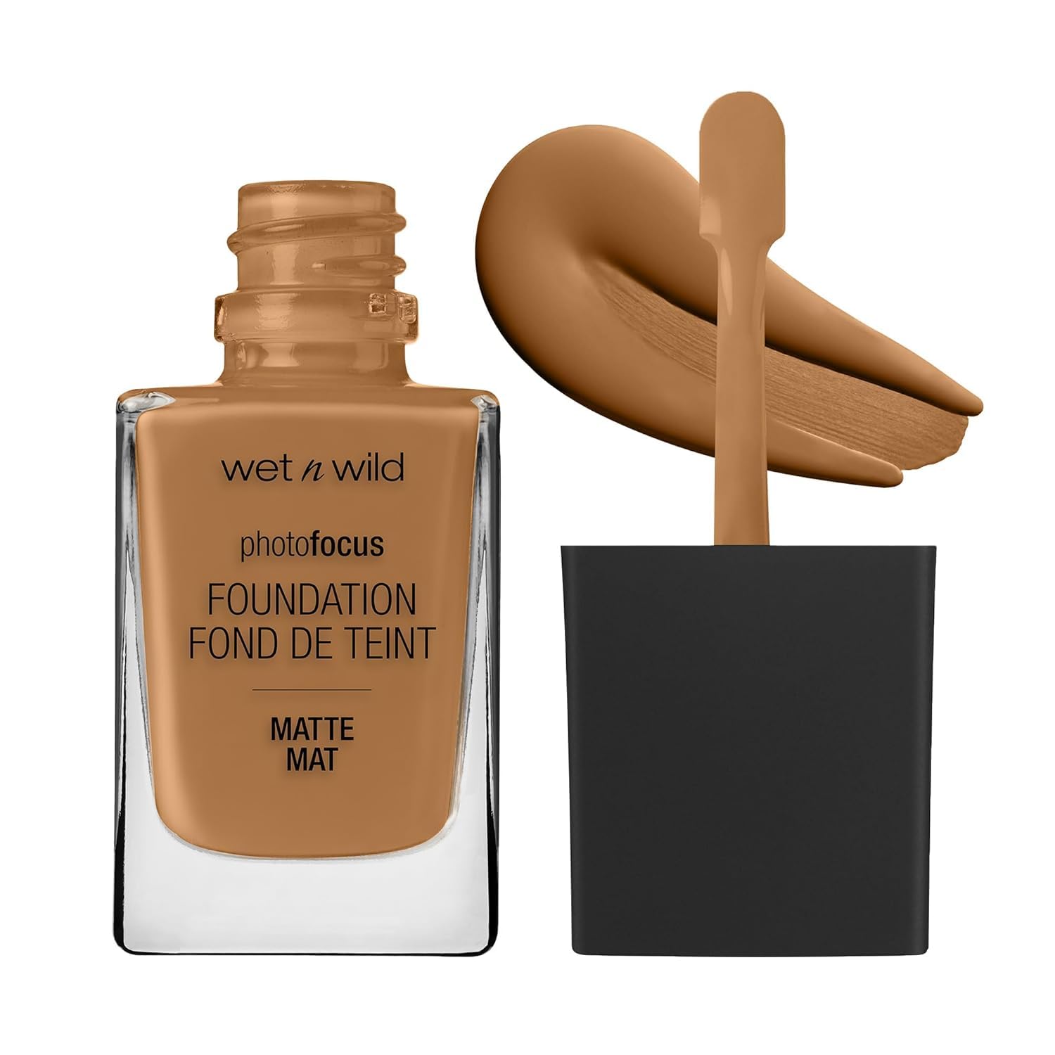 Wet n Wild Photo Focus Matte Foundation, Buildable High-Performing Liquid Makeup, Flash-Proof No White Cast and Pore-Blurring Finish, Caramel