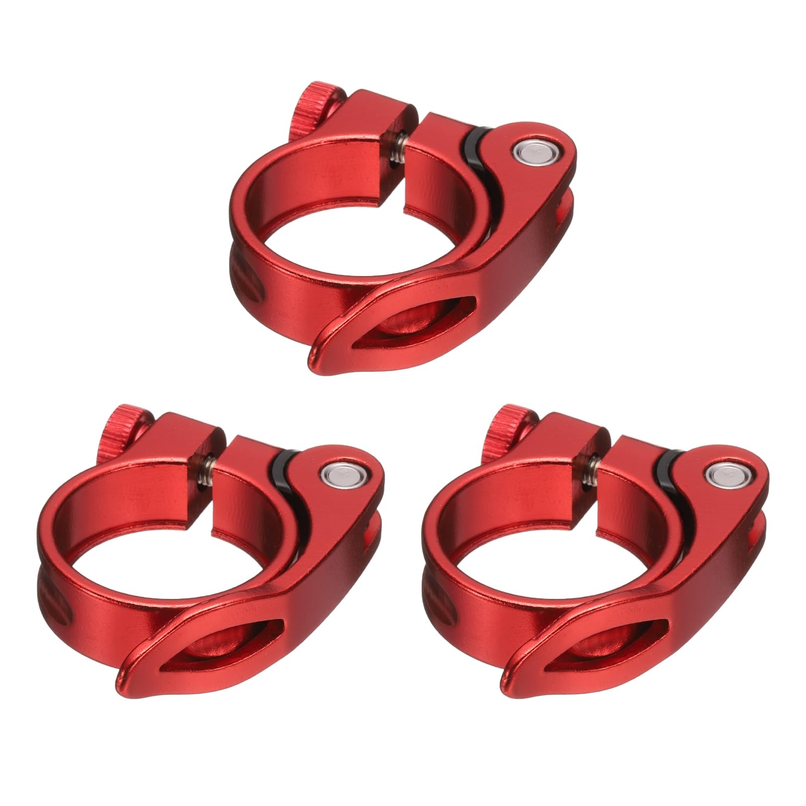 sourcing map 3pcs Bike Seat Post Clamp 34.9mm Bicycle Clamp Aluminum Alloy Quick Release Seat Post Collar for Diameter 30.4 to 31.6mm Bicycle Mountain Road Bike Tube, Red