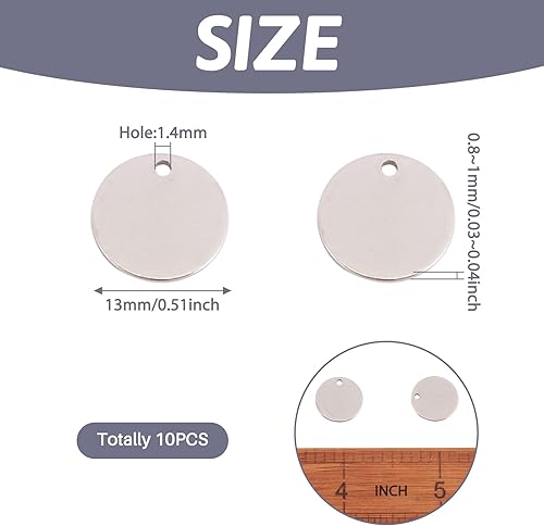 Vista 73 de Pandahall - 60 unidades de etiquetas colgantes de acero inoxidable redondo plano de 3/5 a 1-1/5 pulgadas para fabricación de joyas