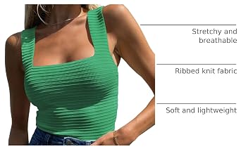 BZB Womens Ribbed Tank Tops 2026 Summer Sleeveless Square Neck Shirts Casual Slim Fitted Knit Shirts