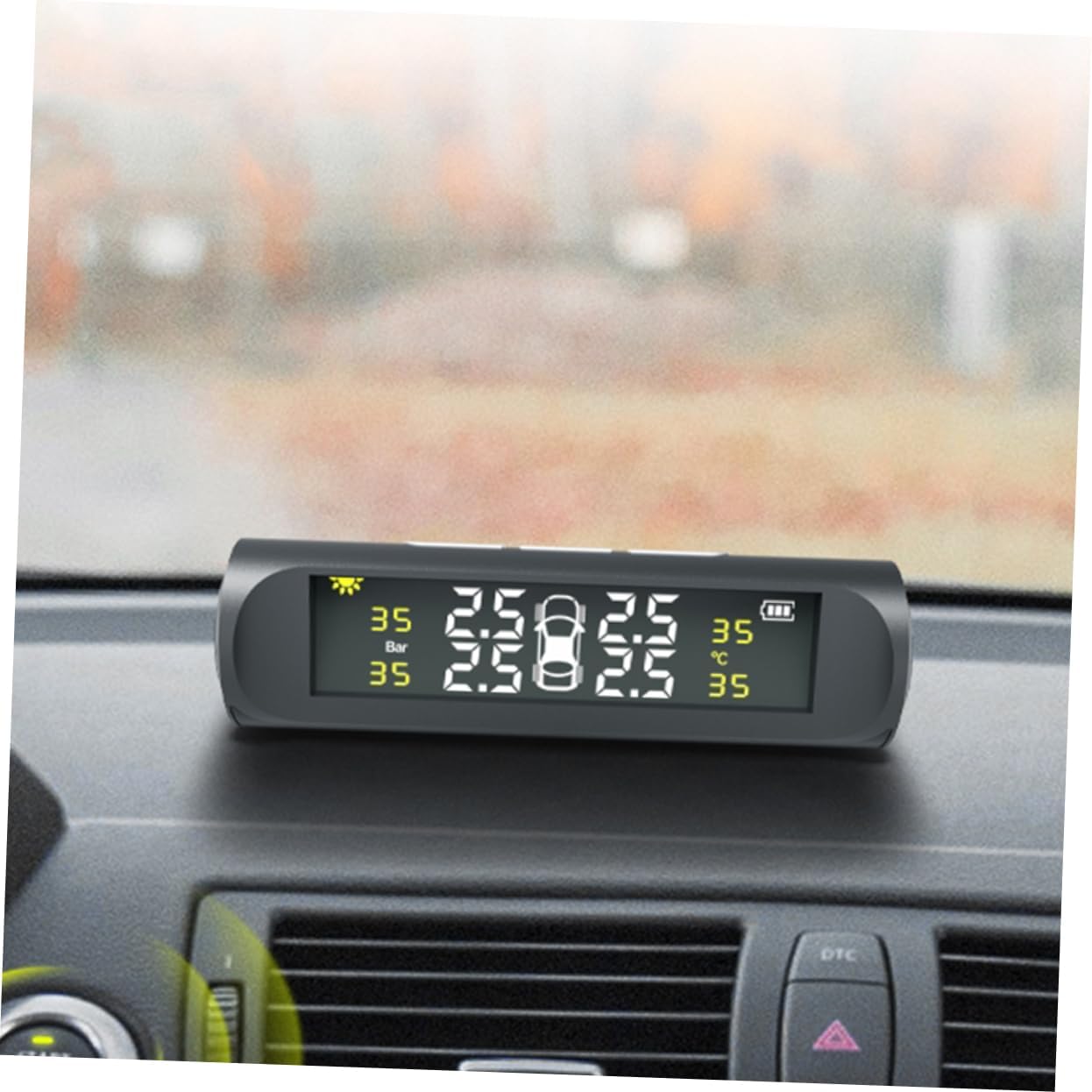 Car Tire Pressure Monitor Sensor Real Low-Pressure Alerts Solar-Powered Four-Wheel Monitoring System for Suvs Rvs and Cars