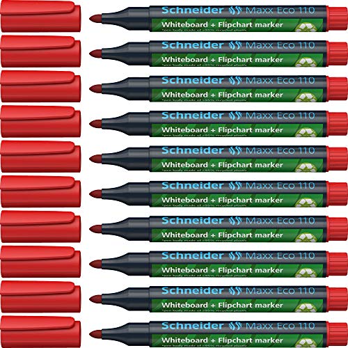 Schneider Maxx Eco 110 Whiteboardmarker (Strichstärke: 1-3 mm, nachfüllbar) 10er Packung rot