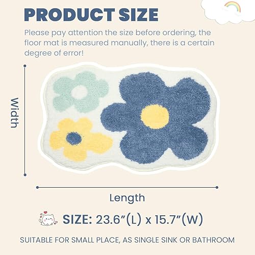 Miniatura 8 de Alfombra de baño de flores súper absorbente y gruesa, antideslizante, lavable a máquina y peluda, para baño, dormitorio y sala de estar (31 x 20