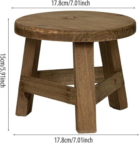 Small Round Wooden Stool, Wooden Plant Pot Stand, Plants Pot Riser Display Stand, Potted Plant Display Holder, Table Plants Support For Indoor Outdoor Garden Patio Balcony Bedroom Living Room, 7x5.9in