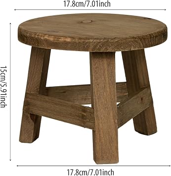 Small Round Wooden Stool, Wooden Plant Pot Stand, Plants Pot Riser Display Stand, Potted Plant Display Holder, Table Plants Support For Indoor Outdoor Garden Patio Balcony Bedroom Living Room, 7x5.9in