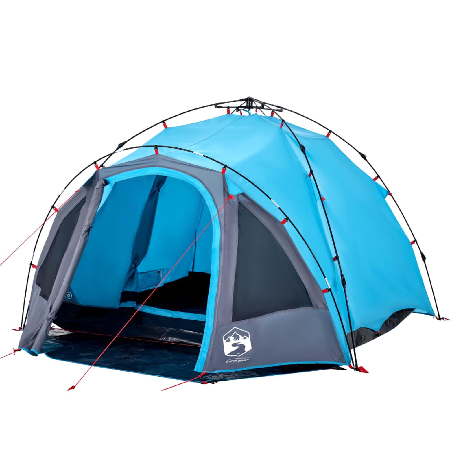 Gecheer Tenda da Campeggio 3 Posti Blu a Cupola con Sistema di Montaggio Rapido, Parapioggia Staccabile, E-Port e Tessuto in Poliestere 190T con Rivestimento PU, per Campeggio All'Aperto