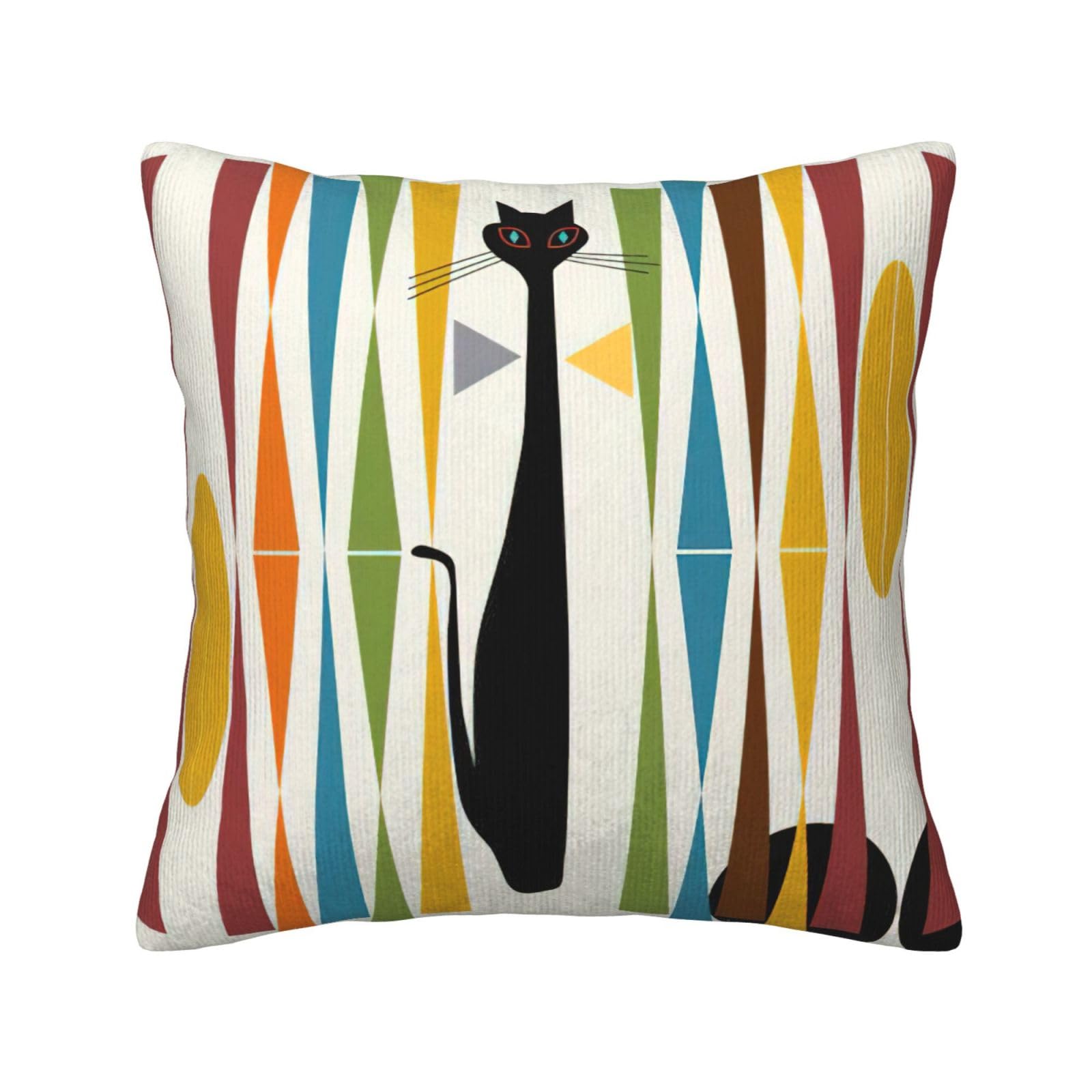 Housse de coussin chat art moderne pour déco salon vintage