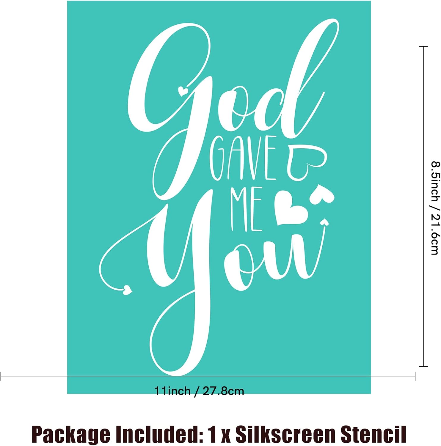 Briartw god gave me You Silkscreen Stencil,Reusable Self-Adhesive Silk Screen Printing, Flower Sentiments for Home Decor/Printing on Wood/Fabric/Wall/Cup/Plate/Glass/Paper,8.5x11 inch