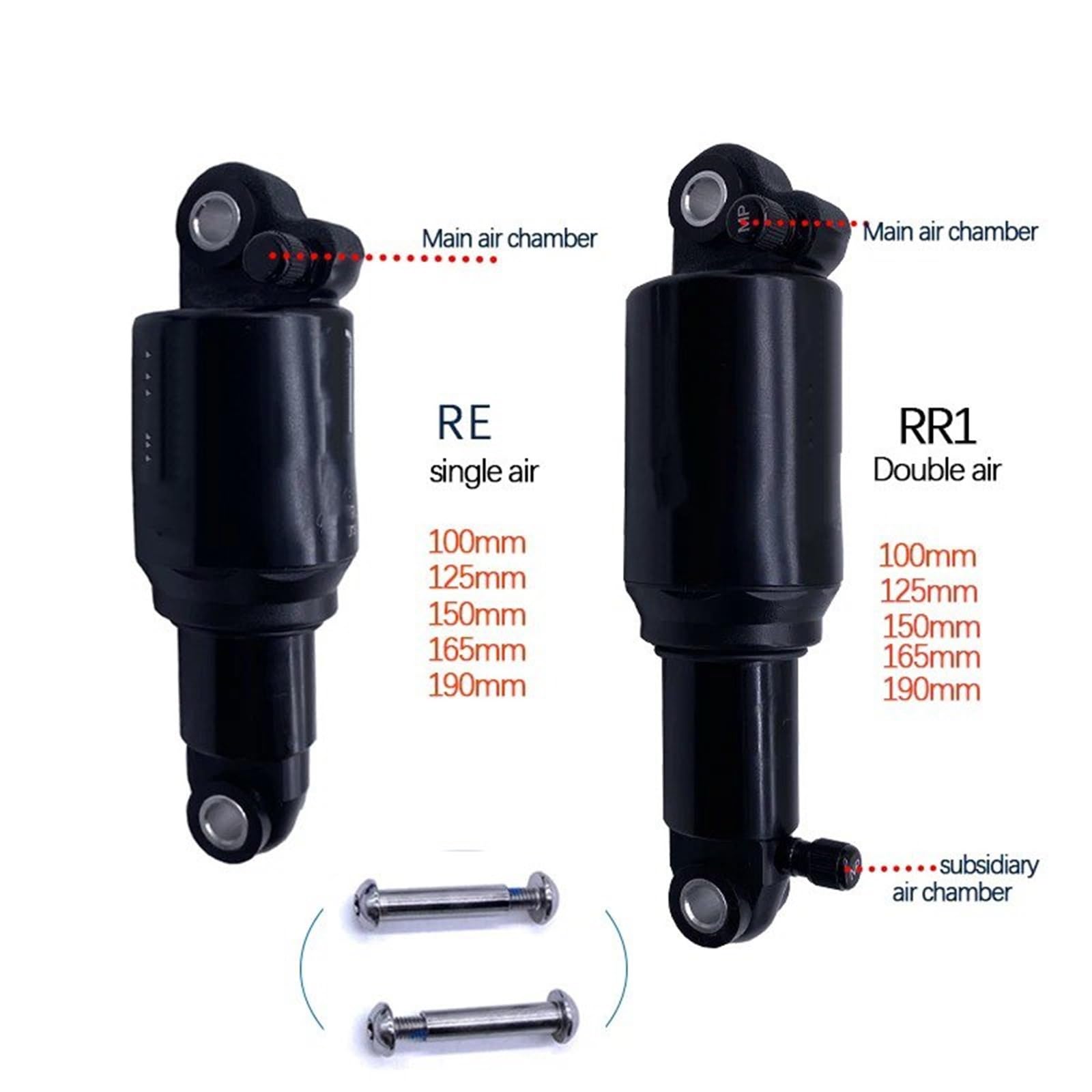 Amortiguador Amortiguadores Amortiguador Trasero De Aire Para Bicicleta De Montaña, Doble, Individual, EXA, 100, 125, 150, 165 Y 190 Mm, Para Scooter