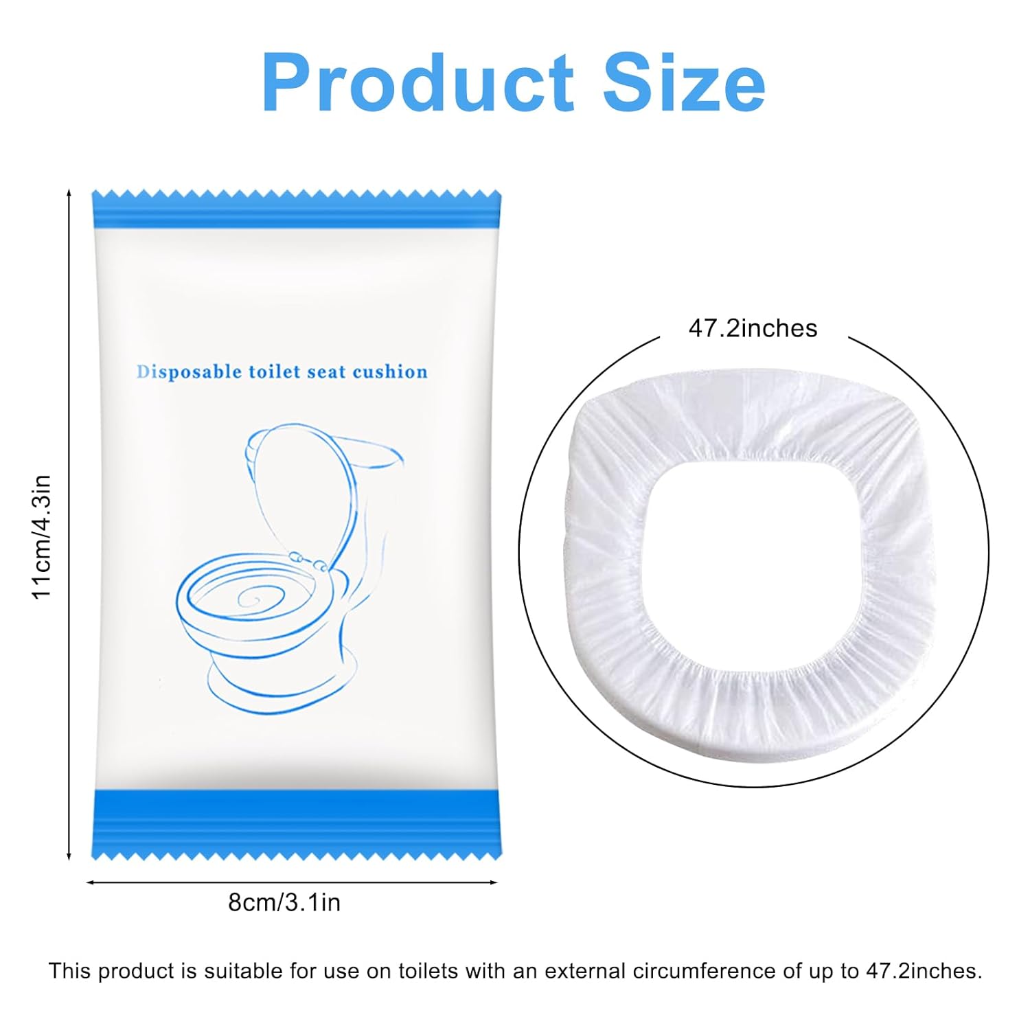 100 Pack Disposable Toilet Seat Covers for Travel Public Toilet Hospital,Portable Waterproof (Individual Package)