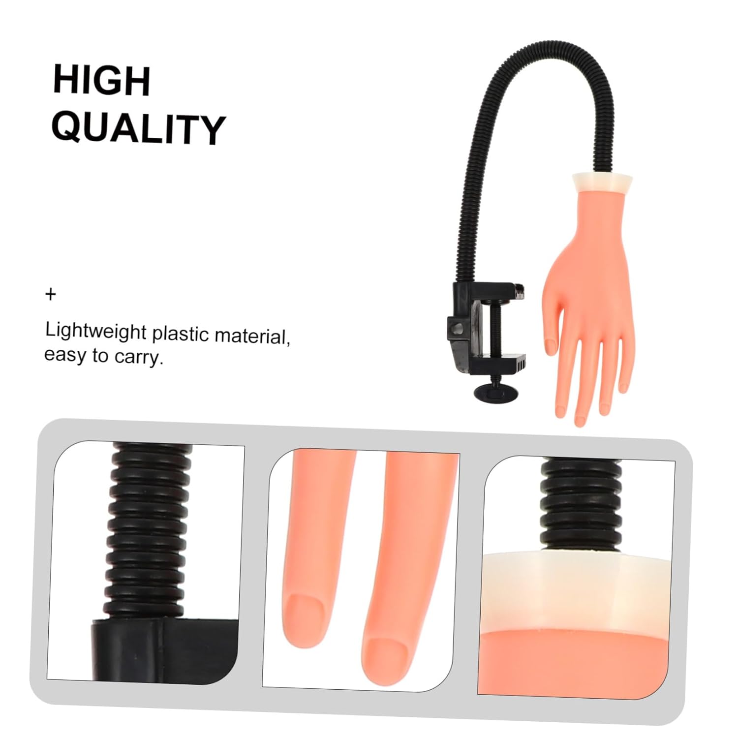 Flexible Nail Art Practice Hand Fake Hand Model for Manicure Training Reusable Nail Display Stand