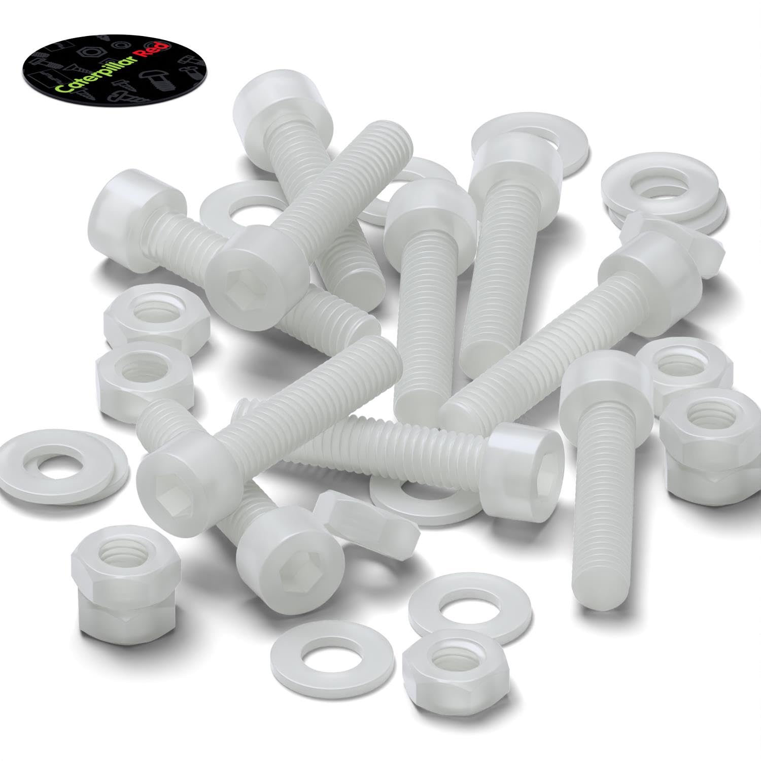 10x PVDF Socket Head Machine Screws M4x20mm, Plastic Nuts, Bolts & Washers (5/32 x 25/32 in)