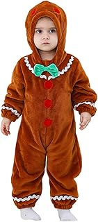 Baby Gingerbread Man Costume Newborn Infant Christmas Outfit Toddler Kids Ginger Bread Outfit Romper Jumpsuit Hat - Buy now