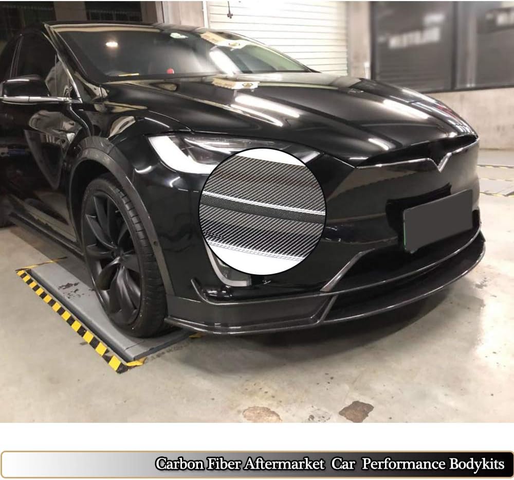 Carbon Fiber Front Bumper Lip Vent Compatible with Tesla Model X 2016-2020 Customized Add-on Chin Spoiler Splitter Air Fender Flare Protector