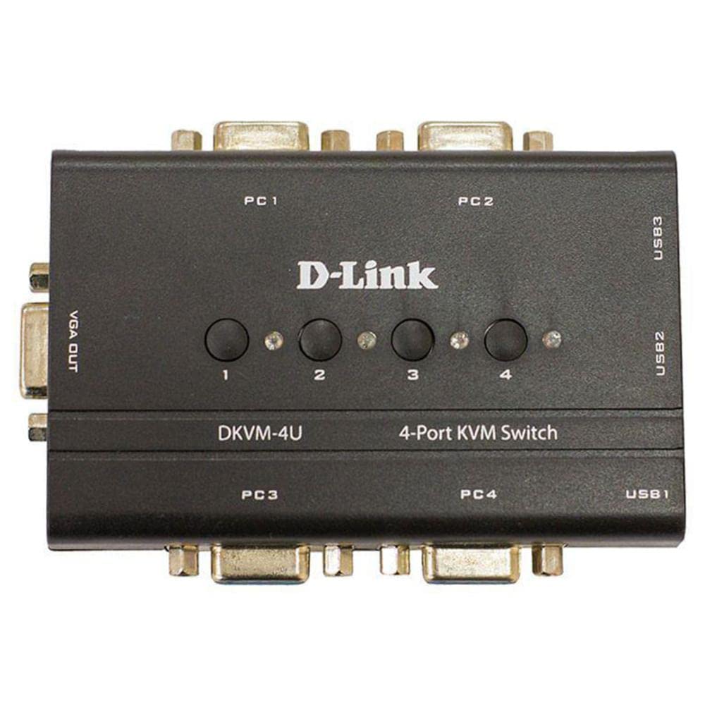 Chaveador KVM D-Link DKVM-4U - 4 computadores em 1 monitor