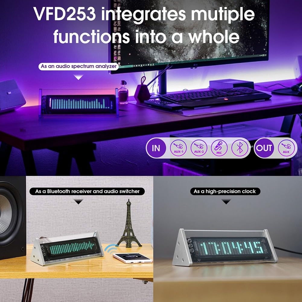 VFD Audio for Spectrum Analyzer AUX Selector Box 5.0 Receiver Desk Clock