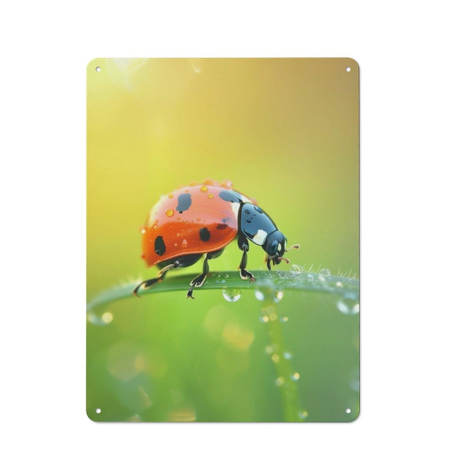 Junmoney Ladybugs Stroll Rustic Tin Wall Plaque 40X30cm For Garage Or Workshop, For Garage Decor Fans, For Retro Home Interiors