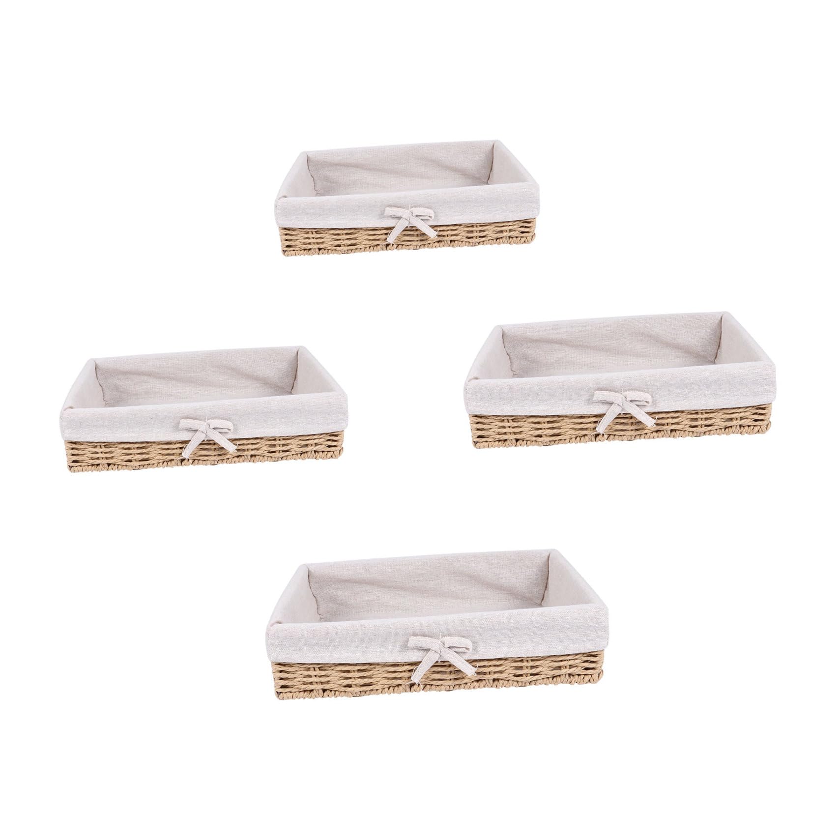 Ciieeo Handgeflochtener Gewebter Aufbewahrungsorganizer aus Leinen und Papier 4 Stück Beige Korb für Snacks und Zeitungen im Rustikalen Stil für Party und Shop