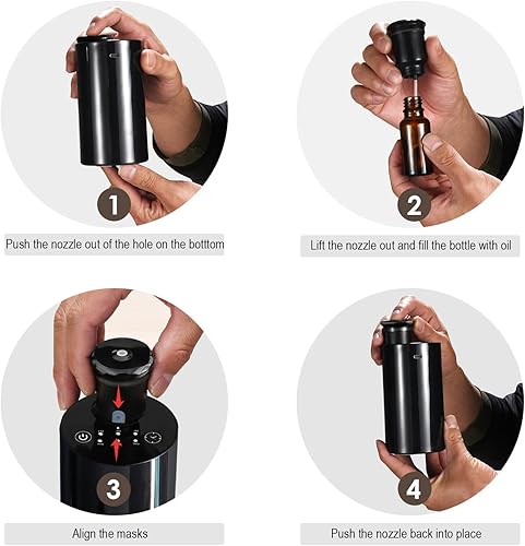 Miniatura 5 de Difusor de aceite esencial sin agua con capacidad de 0.7 fl oz, difusores inalámbricos con 3 niveles de niebla y temporizadores para oficina en casa