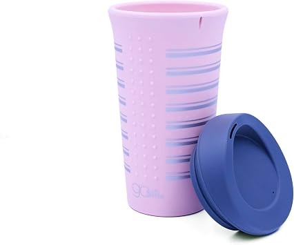 Printed Silicone Travel Mug - Silver Stripe