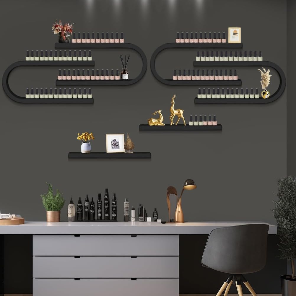Porta Smalti da Parete in Metallo, Organizer per Smalti A Forma di U, Porta Profumi da Appendere, per Casa E Salone di Bellezza,Bianca