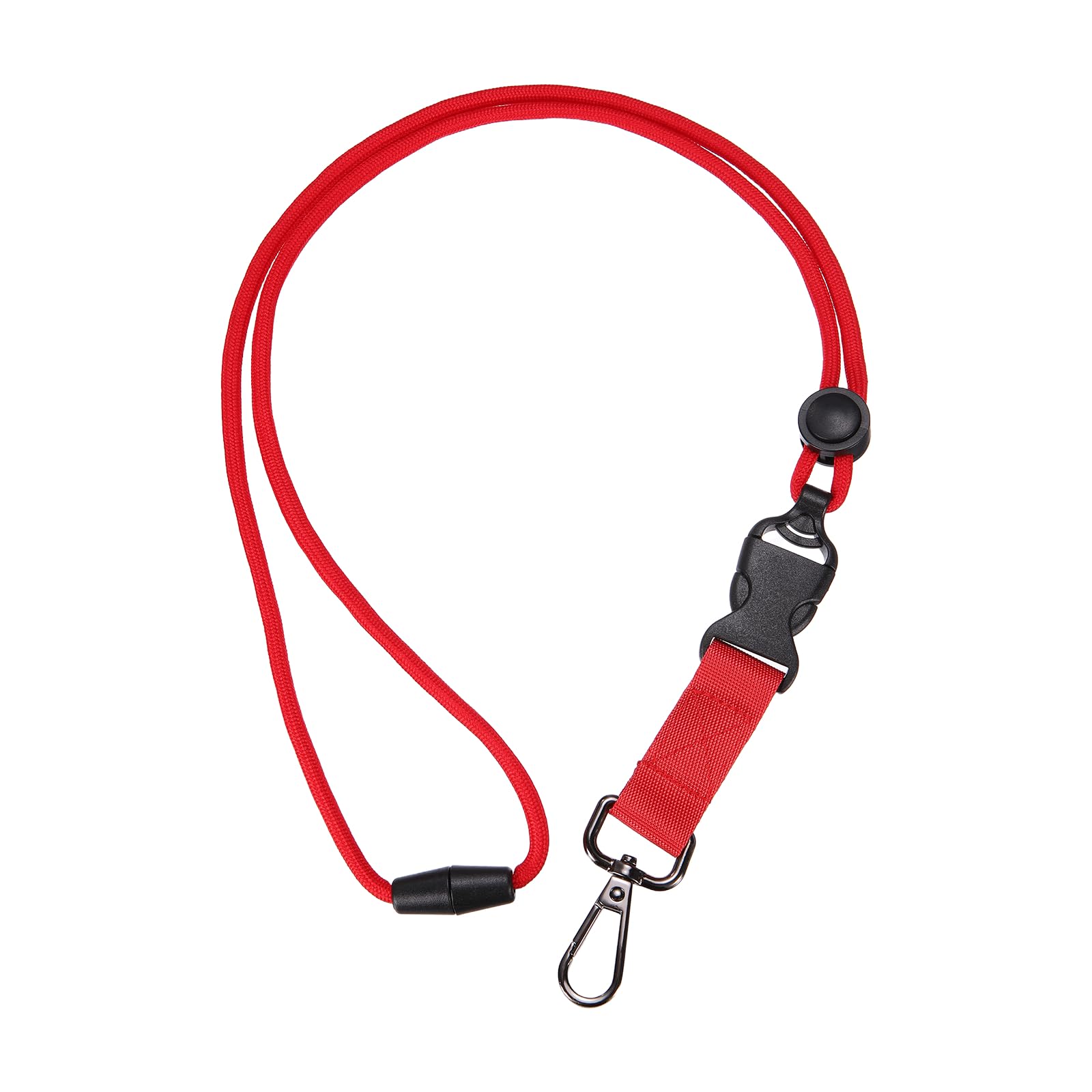 PATIKIL Breakaway Lanyard for ID Badges, Heavy Duty Neck Key Lanyard with Safety Adjustable Buckle and Metal Clip Detachable Round Cord Keychain for Card Key Badge, Red