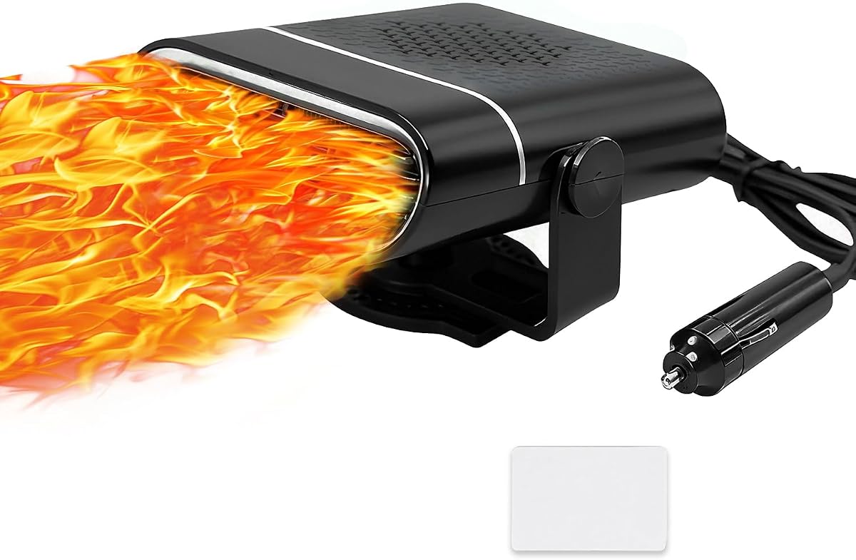 Calentador y ventilador para automóvil de 150 W y 12 V, desempañador automático portátil con modo dual, giratorio de 360 ​​​​° para calentamiento y enfriamiento interior, fácil de enchufar