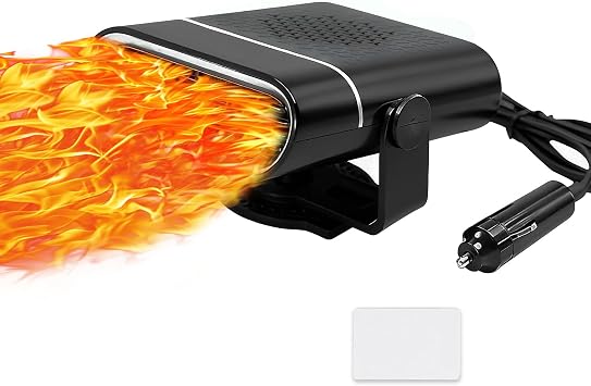 150W 12V car heater and Fan, Portable Auto Defroster Defogger with Dual Mode, 360 Rotatable for Interior Warming and Cooling, Easy Plug-in